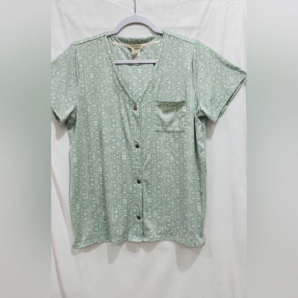 Lucky Brand 2 Pc PJ Pajama Set Women's GreenWhite PAISLEY Sleep Shorts Sz M Soft - Picture 3 of 9